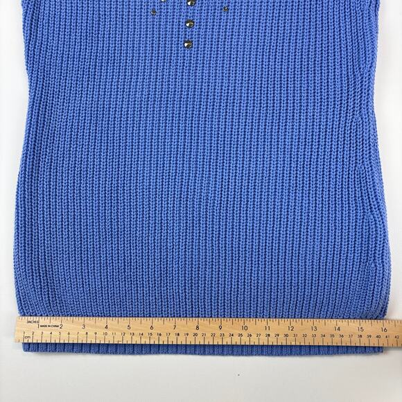 Christopher & Banks Blue Embellished Knit Crewneck Tunic Sweater Size Small - Picture 10 of 12